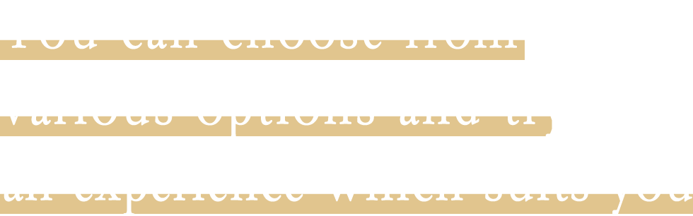 You can choose from various options and try an experience which suits you